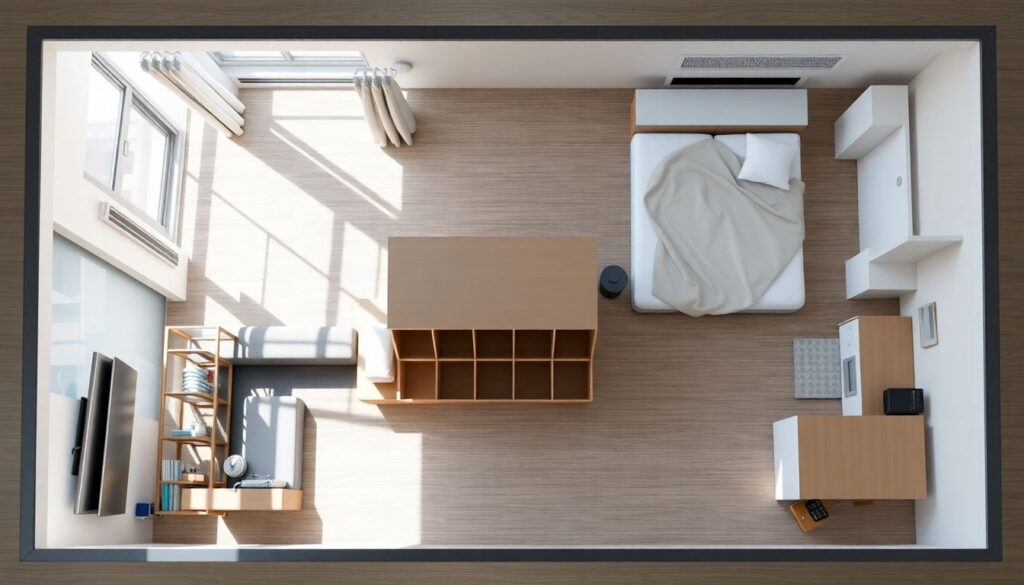 Зонирование пространства без перепланировки: идеи для студий и однушек - иллюстрация